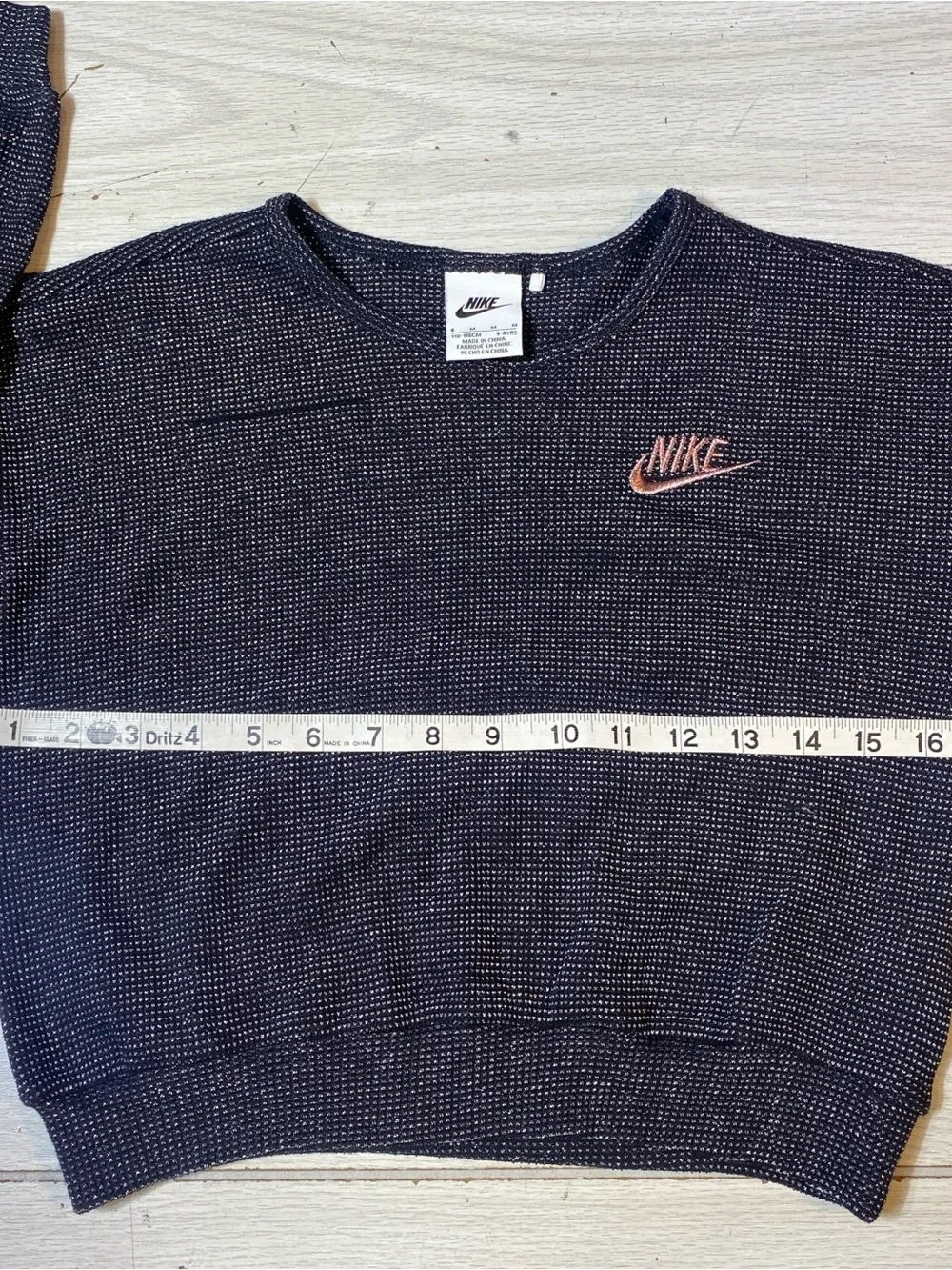 Nike Girls Sparkle Knit Sweatshirt Size M 5-6 YRS Black Silver Pullover NWOT